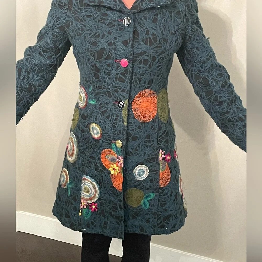 Colorful Embroidered Lace Coat - Picture 1 of 6